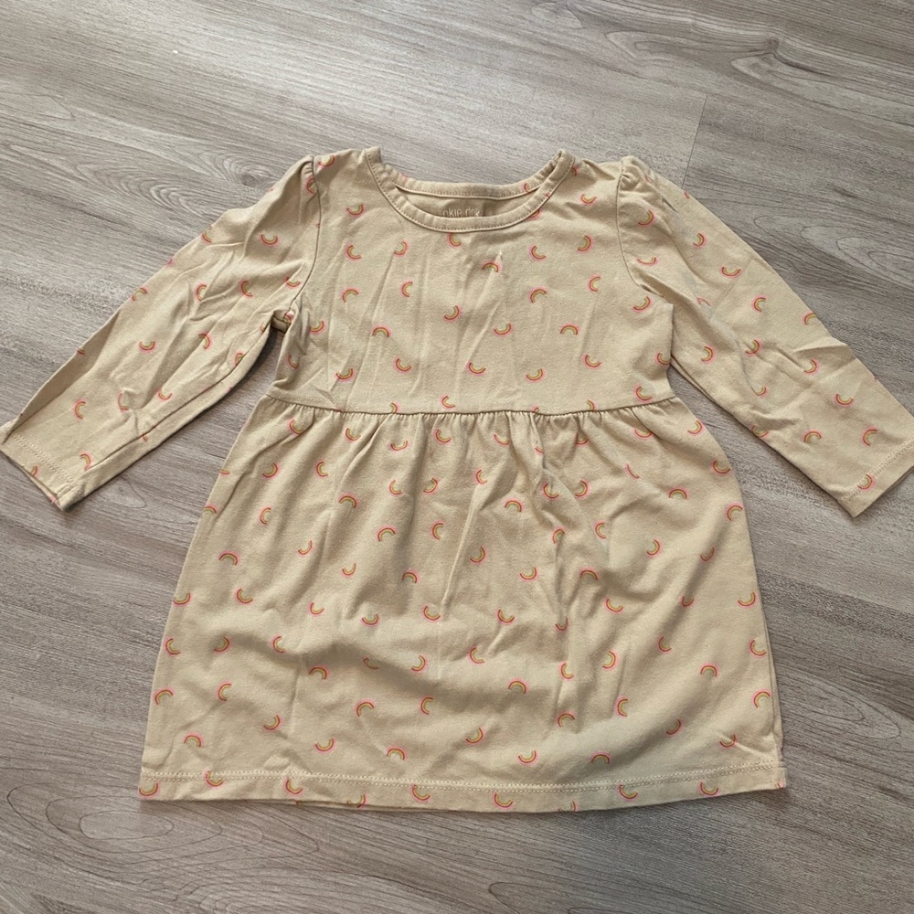 Charming Beige Kids Dress with Pink Accents